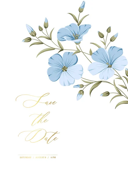 Весільне Запрошення Квітковий Лляний Малюнок Ручної Ілюстрації — стоковий вектор