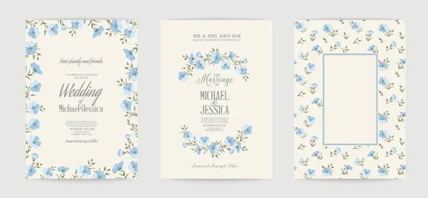Wedding Invitation Floral Linen Hand Drawn Illustration — Stok Vektör