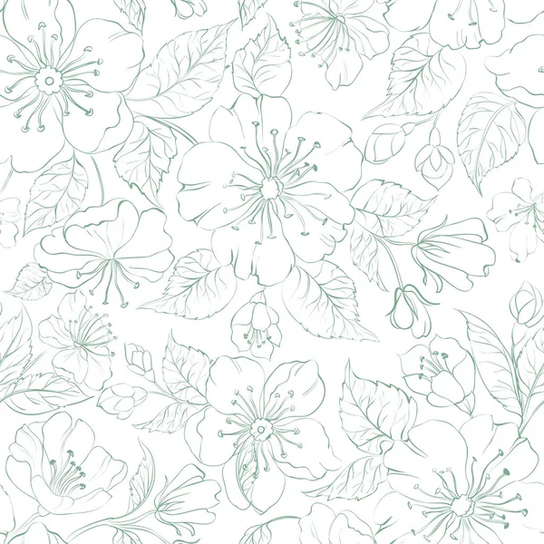 Sakura Motif Sans Couture Sur Fond Blanc — Image vectorielle