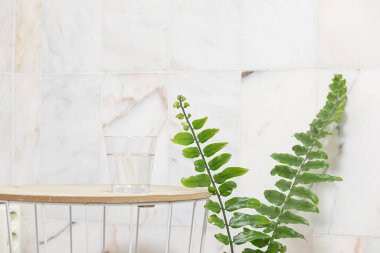 Canlı arkaplanda tropikal yapraklar. Düzleştirilmiş yaz kompozisyonu.