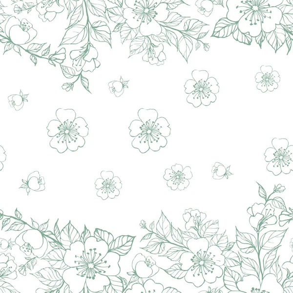 Sakura Motif Sans Couture Sur Fond Blanc — Image vectorielle