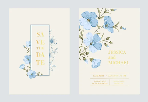 Wedding Invitation Floral Linen Hand Drawn Illustration — Vetor de Stock