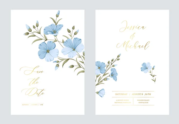 Wedding Invitation Floral Linen Hand Drawn Illustration — Stock Vector