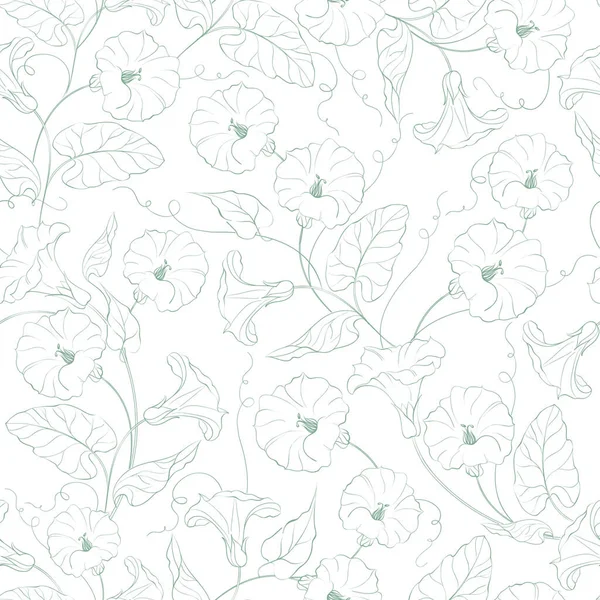 Motif Sans Couture Gloire Matin Illustration Vectorielle Florale Verte — Image vectorielle