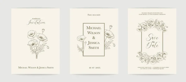Plantilla Diseño Matrimonio Con Nombres Personalizados Marco Con Flores Ilustración — Archivo Imágenes Vectoriales