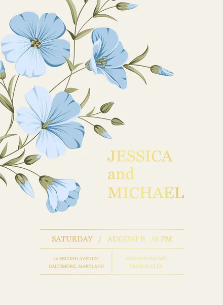 Wedding Invitation Floral Linen Hand Drawn Illustration — Vettoriale Stock