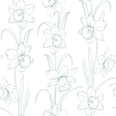 Beyaz arkaplanda narsissiz desen