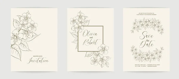 Heiratsdesign Vorlage Mit Benutzerdefinierten Namen Rahmen Mit Blumen Vektorillustration — Stockvektor