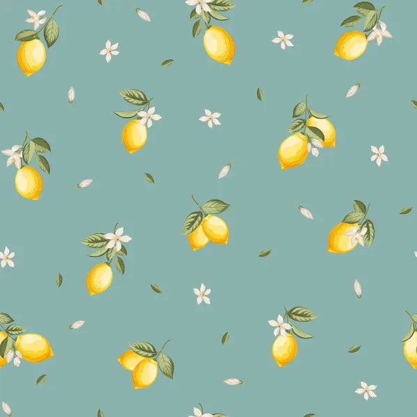 Sömlöst Citrusmönster Med Citroner Vektorillustration — Stock vektor