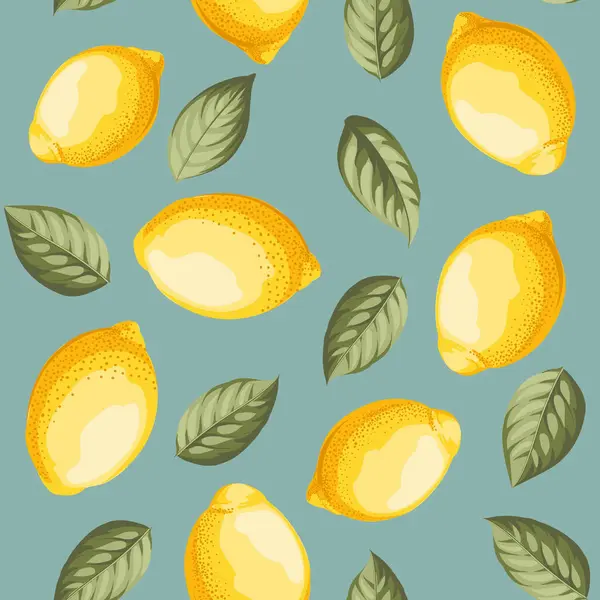 Sömlöst Citrusmönster Med Citroner Vektorillustration — Stock vektor