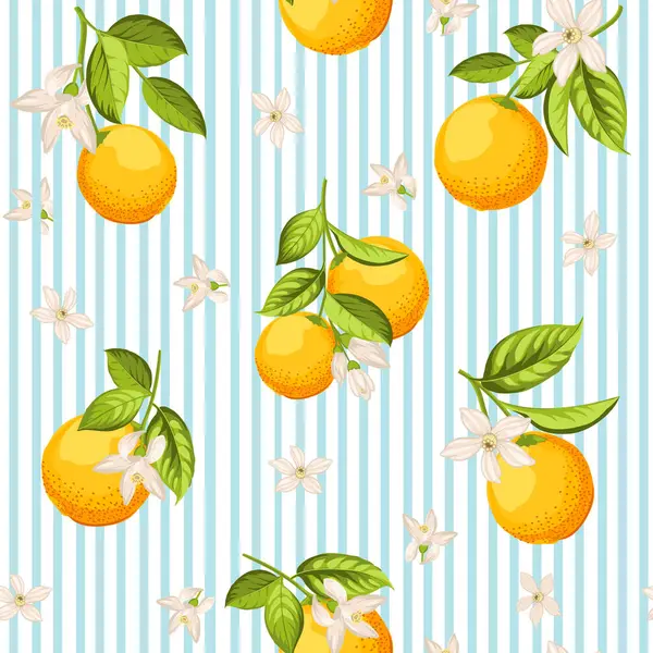 Sömlöst Blommönster Med Citrus Vektorillustration — Stock vektor