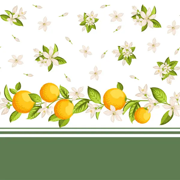 Motif Floral Sans Couture Avec Agrumes Illustration Vectorielle — Image vectorielle