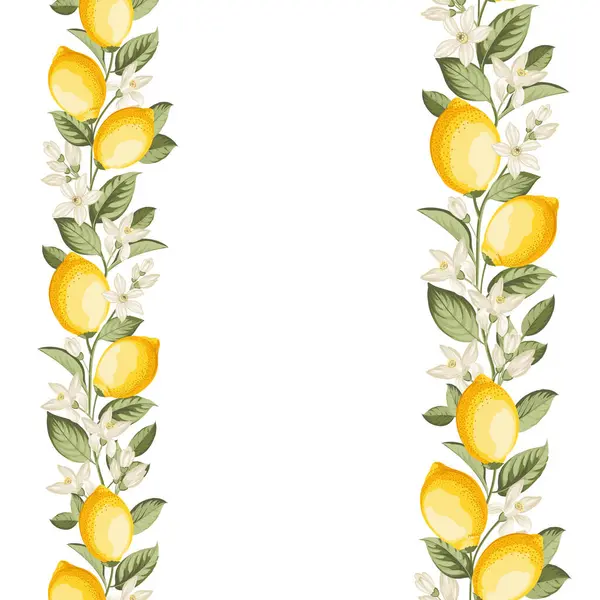 Wedding Invitation Lemon Illustration Hand Drawn Frame — Archivo Imágenes Vectoriales