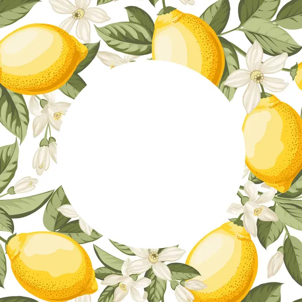 Весільне Запрошення Лимонна Ілюстрація Мальована Рамка Вручну — стоковий вектор
