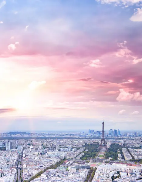 Letecký Pohled Paříž Champs Elysées Eiffelovy Věže Paříže Střechy Montparnasse — Stock fotografie