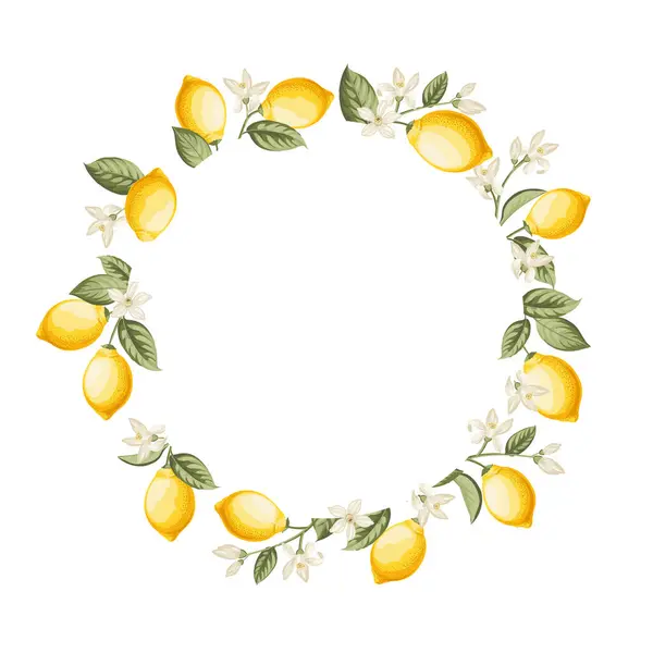 Wedding Invitation Lemon Illustration Hand Drawn Frame — Image vectorielle