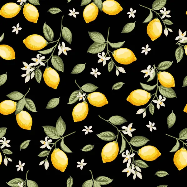 Patrón Cítricos Sin Costuras Con Limones Ilustración Vectorial — Archivo Imágenes Vectoriales