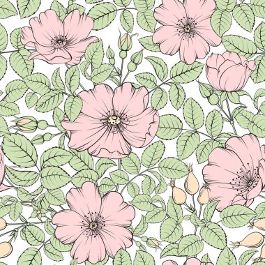 Şatafatlı gül duvar kâğıdı, klasik tarzda. Vektör illüstrasyonu.