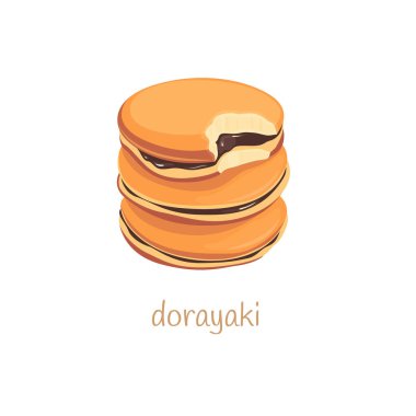 Dorayaki beyaz arka planda. Japon mutfağı.