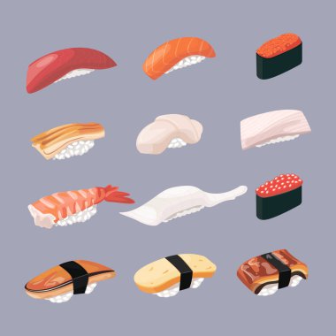 Japon yemeği - vektör çizimleri - nigiri.