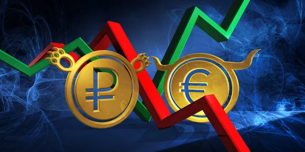 Rialzista Eur Bearish Strofinare Valuta Mercato Dei Cambi Illustrazione Euro — Foto Stock