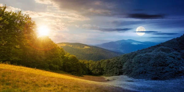 Oszałamiający Krajobraz Górski Lecie Świcie Koncepcja Zmiany Czasu Dnia Nocy — Zdjęcie stockowe