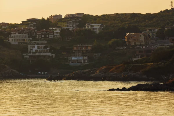 Küste Mit Dem Kurort Sosopol Wunderschöne Meereslandschaft Morgenlicht Bulgarischer Urlaub — Stockfoto