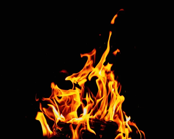 Égő Forró Kandalló Magas Lángok Háttér Főzés Nyílt Tűz Koncepció — Stock Fotó