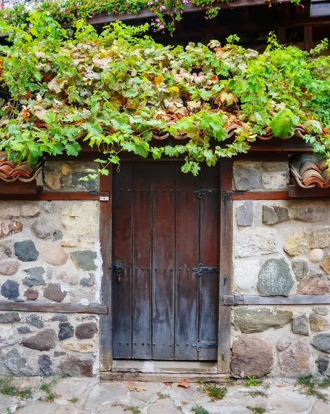 Wooden Door Ancient Facade Wooden Architectural Element — Stock Photo, Image