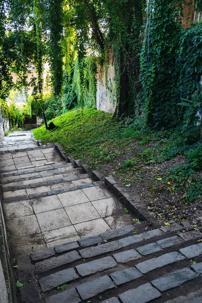 steps on the street of old town. explore ancient architecture