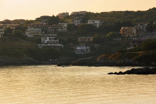 Tatil Köyü Sahil Şeridi Sabah Işığında Deniz Manzarası Çok Güzel — Stok fotoğraf