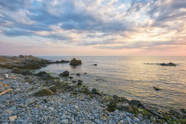 Pebble Coast Sunrise Gorgeous View Sozopol Seascape Summer Holiday Sea — Stock Photo, Image