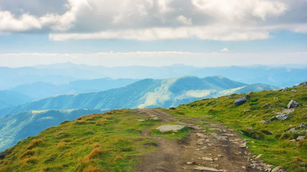 stock image trail through chornohora mountain ridge. beautiful summer landscape with rolling hills and alpine meadows of transcarpathia. popular travel destination of ukraine