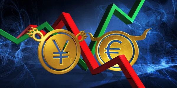 Rialzista Eur Sopportabile Jpy Valuta Cny Mercato Dei Cambi Illustrazione — Foto Stock