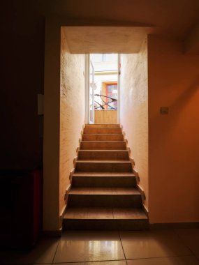 Üst katta, dışarıda. mimari element arkaplanı