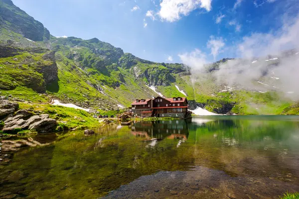 Alpská Krajina Fagarských Hor Balea Jezero Romia Létě Slunečné Počasí Stock Obrázky