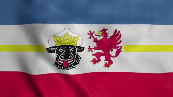 メクレンブルク 西ポメラニアの旗 ドイツ 風に手を振って 現実的な背景 — ストック動画