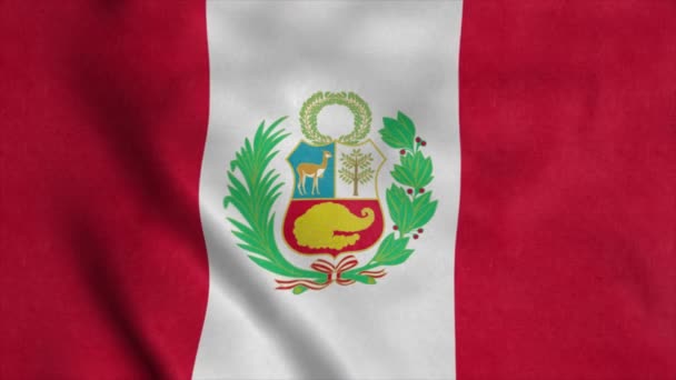 Realistyczna Flaga Peru Trzepocząca Wietrze — Wideo stockowe