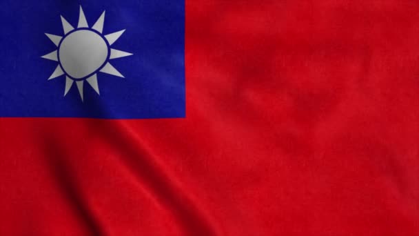 Taiwan Vlag Zwaaiend Wind Realistische Vlag Achtergrond — Stockvideo