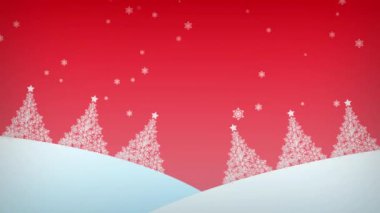 Mutlu Noeller ve mutlu yıllar konsepti. Noel ağaçlarıyla dolu bir tebrik kartı..