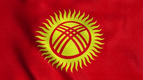 Bandera Kirguistán Ondeando Viento Fondo — Vídeos de Stock