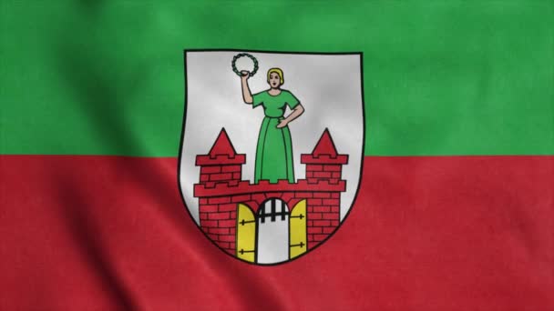 Magdeburskie Miasto Flaga Niemiec Machając Wietrze Realistyczne Tło — Wideo stockowe