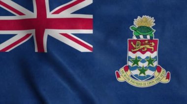 Cayman Adaları 'nın bayrağı rüzgarda sallanıyor, gerçekçi arka plan.