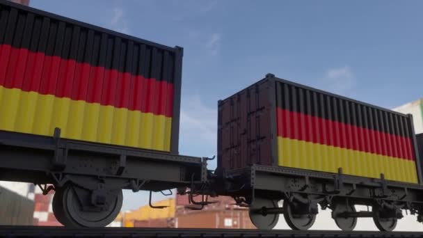 Alman Bayrağı Taşıyan Konteynırlar Demiryolu Taşımacılığı — Stok video