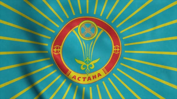 カザフスタンの首都ヌル スルターンの旗 アスタナ旗 — ストック動画