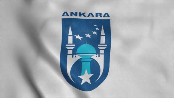 Ankara Flagge Türkei Weht Wind Realistischer Hintergrund — Stockvideo