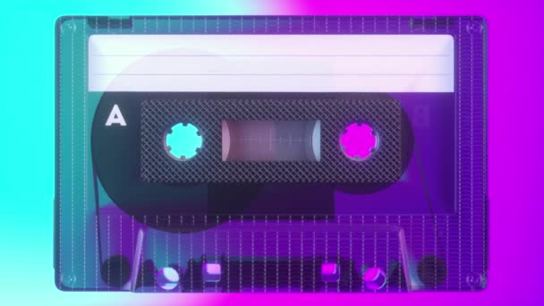Fita Rotativa Numa Cassete Antiga Conceito Música Retrô Gravador Rádio — Vídeo de Stock