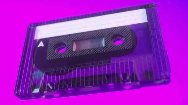 Radio Tape Recorder Audio Cassette Rotating Tape Old Vintage Cassette — Stock Video