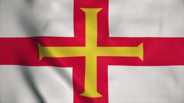 Bandera Guernsey Ondeando Viento Signo Guernsey — Vídeos de Stock