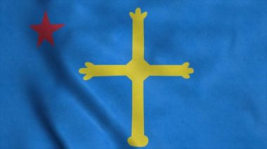 Asturias 'ın milliyetçi bayrağı, İspanya rüzgarda sallanıyor.